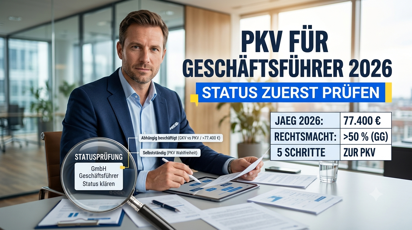 Beitragsbild zum Artikel: PKV für Geschäftsführer 2026: Status zuerst prüfen
