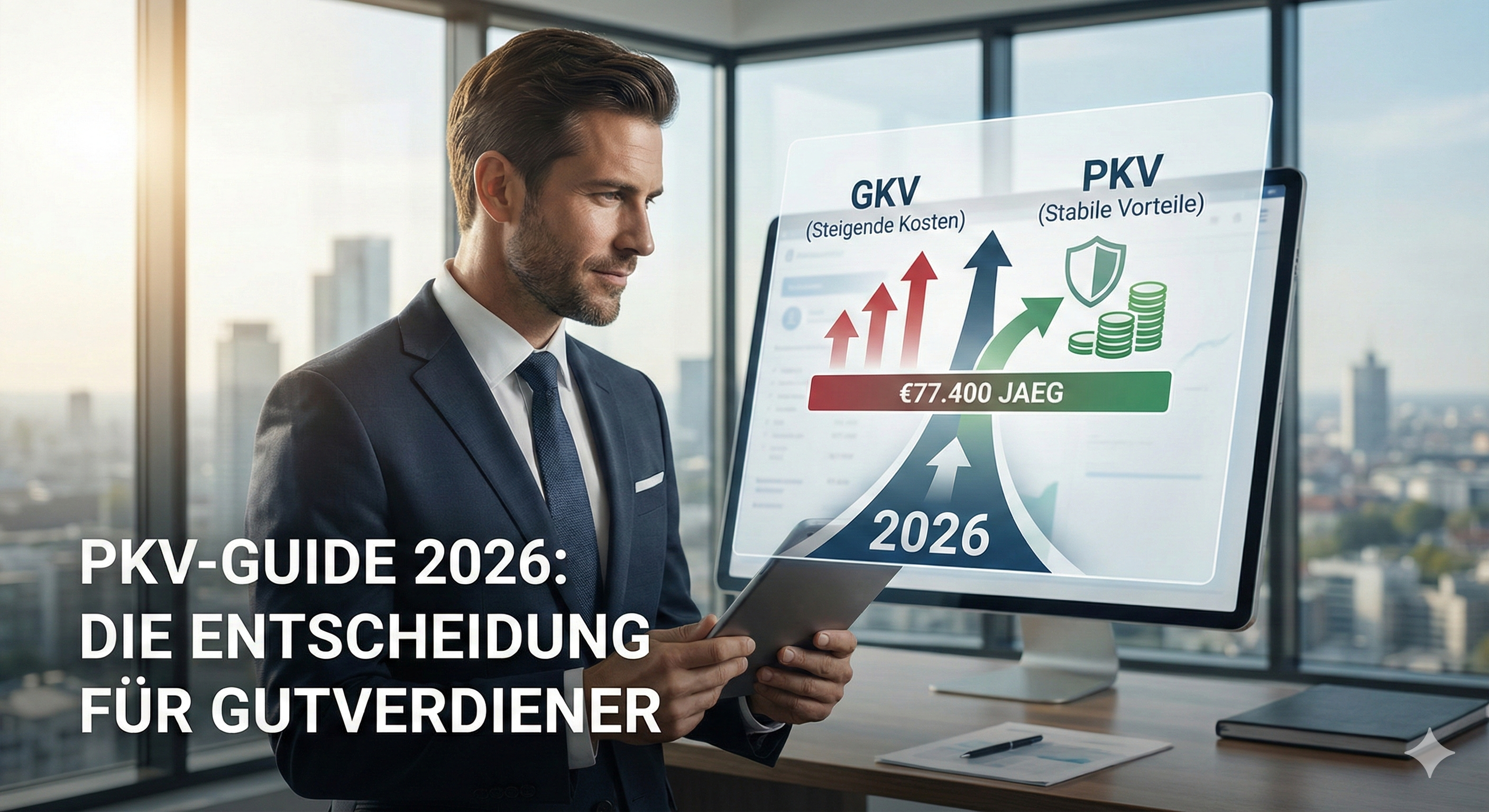 Beitragsbild zum Artikel: PKV für Gutverdiener 2026: Der ultimative Guide für Angestellte über der Versicherungspflichtgrenze