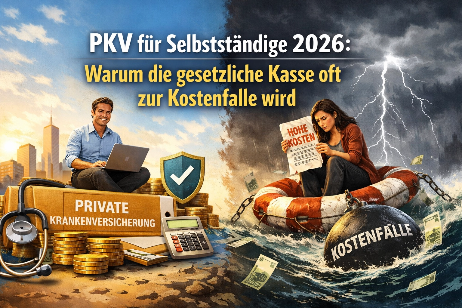Beitragsbild zum Artikel: PKV oder freiwillige GKV für Selbstständige: Entscheidung 2026