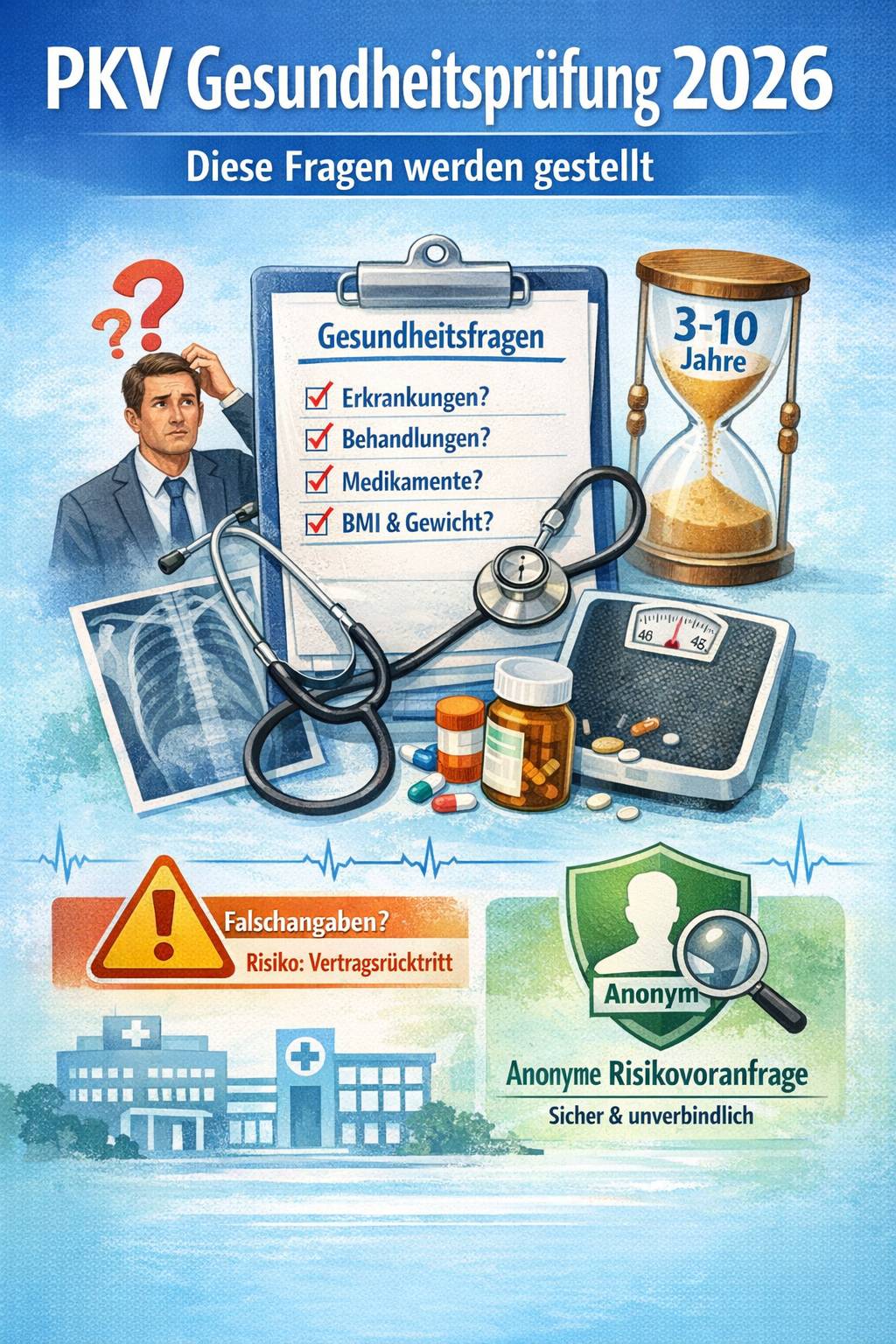 Beitragsbild zum Artikel: PKV Gesundheitsprüfung 2026: Diese Fragen werden gestellt